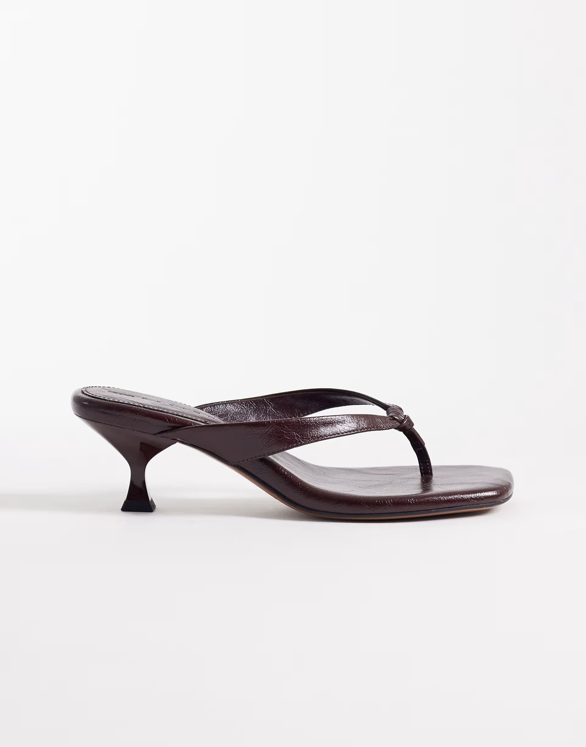 ASOS ASOS DESIGN Havana toe thong kitten heel sandals in chocolate