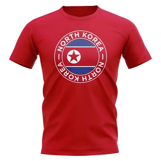 North Korea North Korea Men's Personalised Football Badge T-Shirt in Red - 2