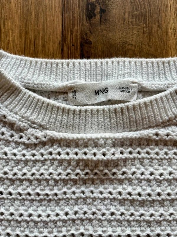 Mango White Crochet Knit Oversized Cropped Top