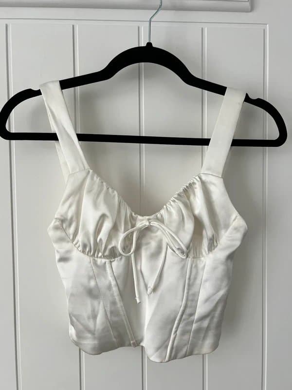Bershka Bershka white satin corset style top