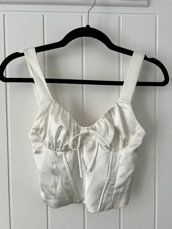 Bershka White Satin Corset-Style Top