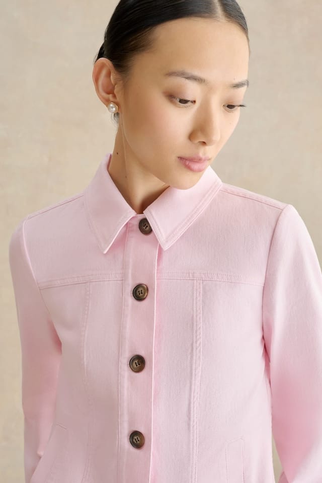 Hobbs London Hobbs London Women's Selborne Boxy Cropped Denim Jacket in Baby Pink - 3