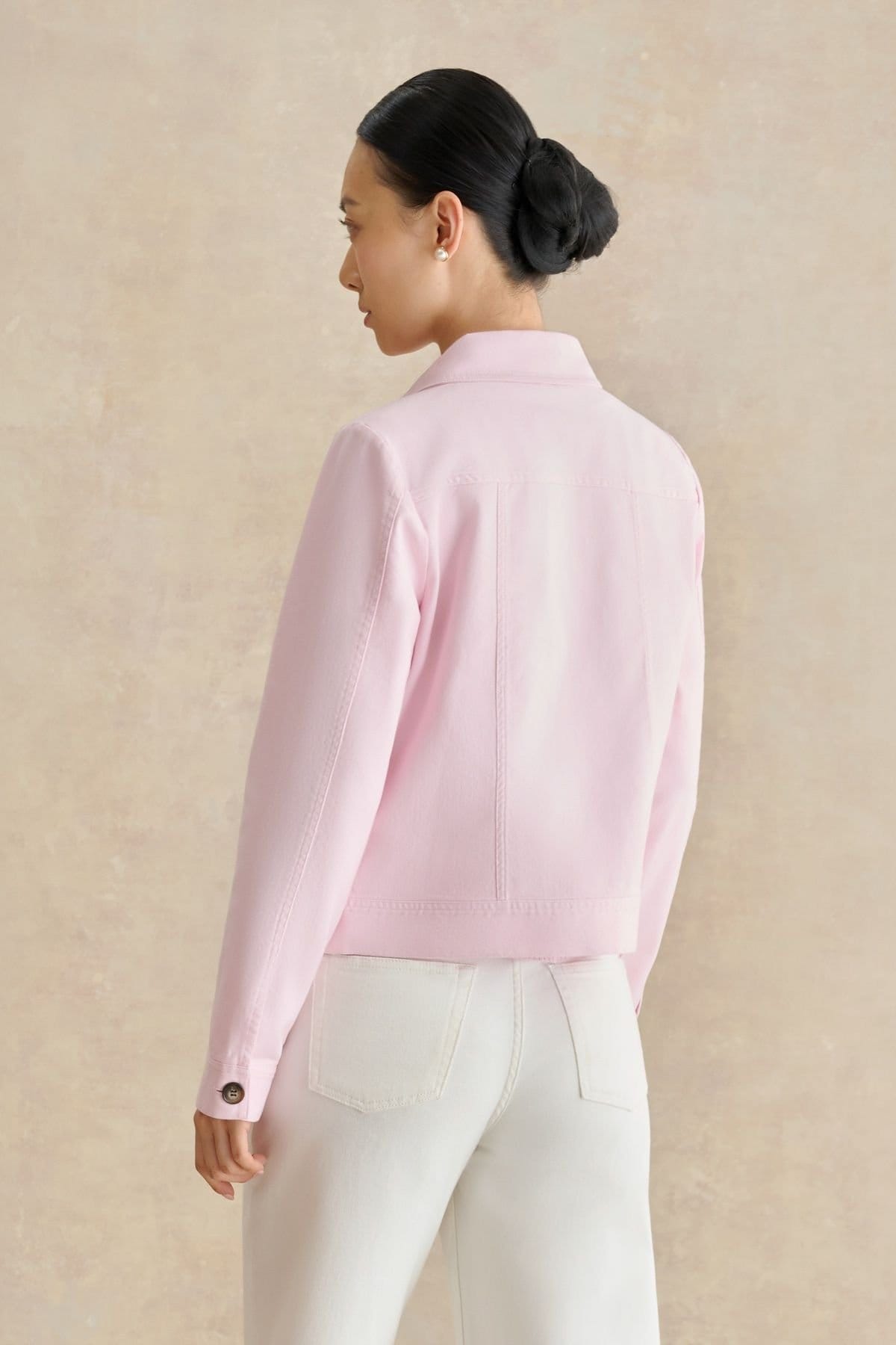 Hobbs London Hobbs London Women's Selborne Boxy Cropped Denim Jacket in Baby Pink - 4