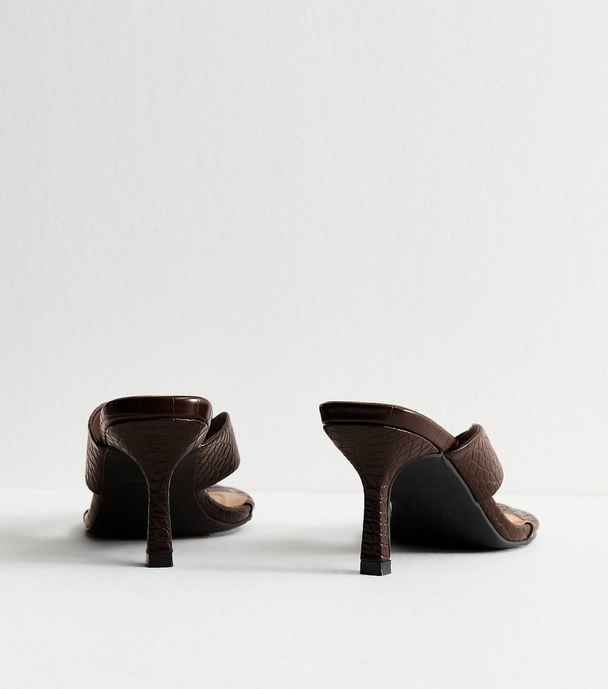 New Look Women's Dark Brown Faux Leather Toe Post Mules Vegan New Look - 4