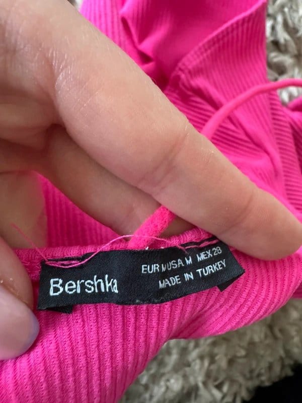 Bershka Pink Ribbed Bodysuit
