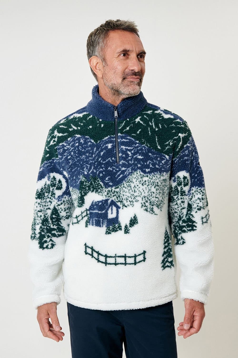 Saltwell Saltwell Men's Printed Borg Quarter Zip in Cream