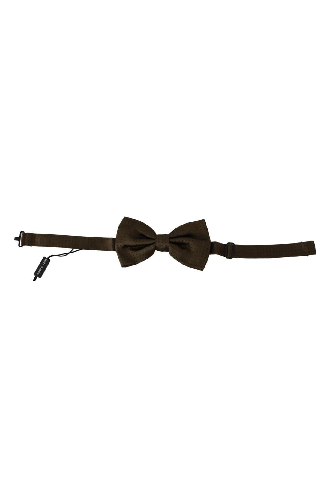 Dolce & Gabbana Dolce & Gabbana Men's Brown Polka Dots Silk Adjustable Neck Papillon Bow Tie
