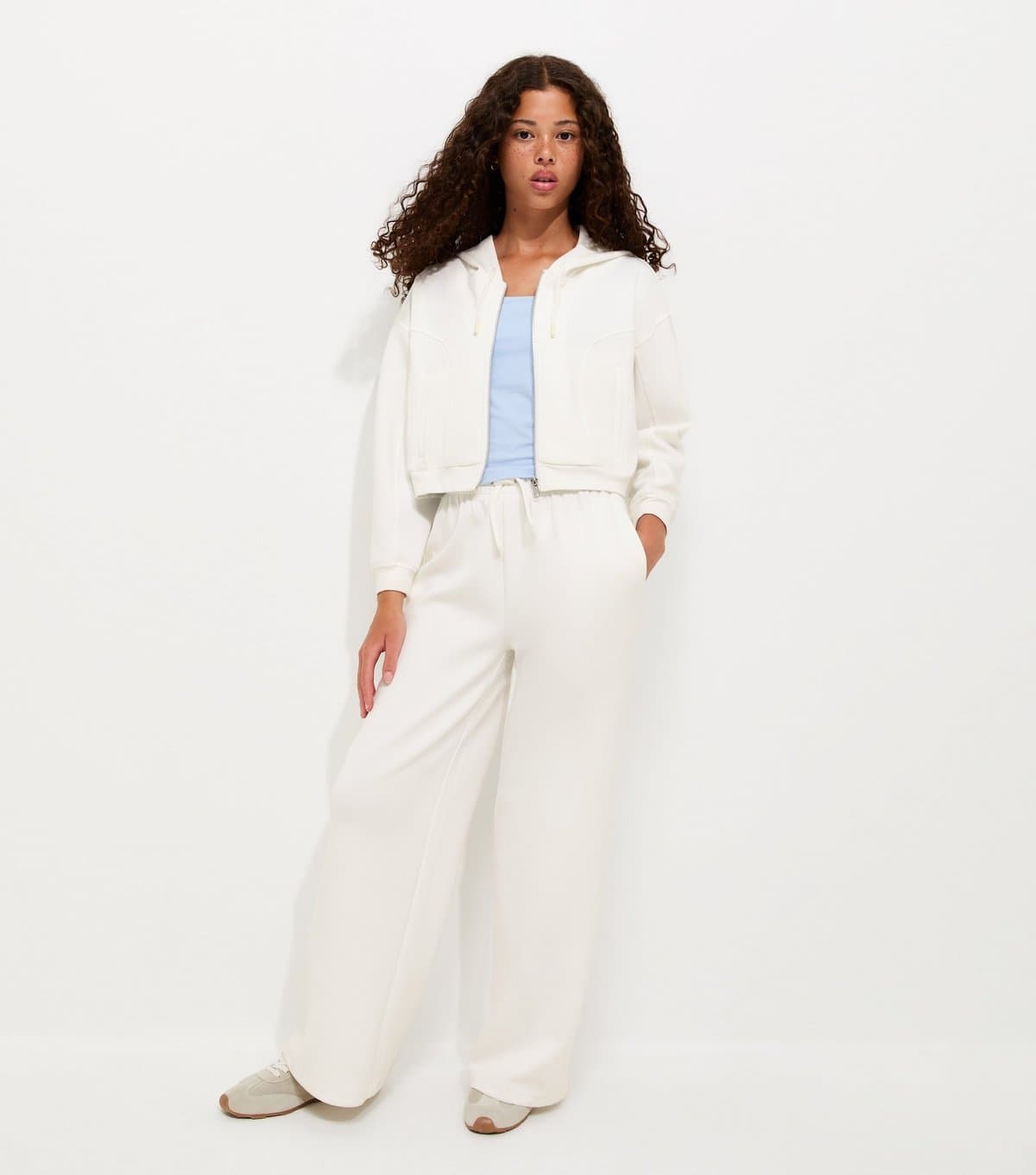 New Look Girls' Off White Soft Touch Wide Leg Joggers New Look