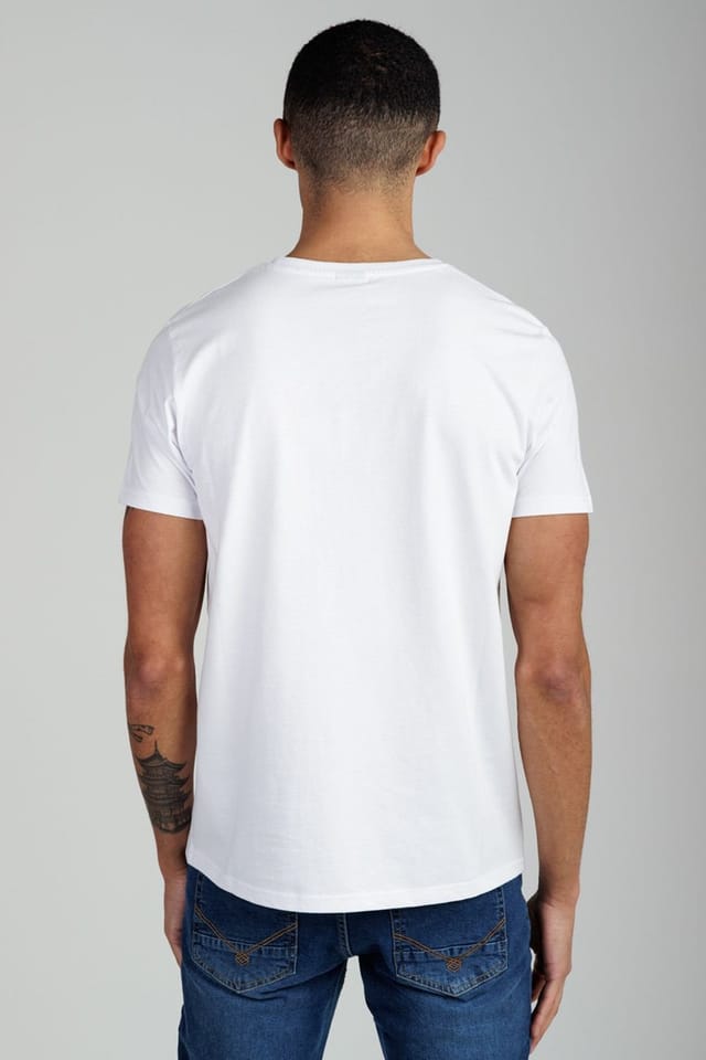 Foray Foray Men's Short Sleeve Cotton Crew Neck Logo T-Shirt in White - 2