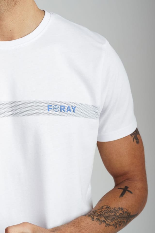 Foray Foray Men's Short Sleeve Cotton Crew Neck Logo T-Shirt in White - 3