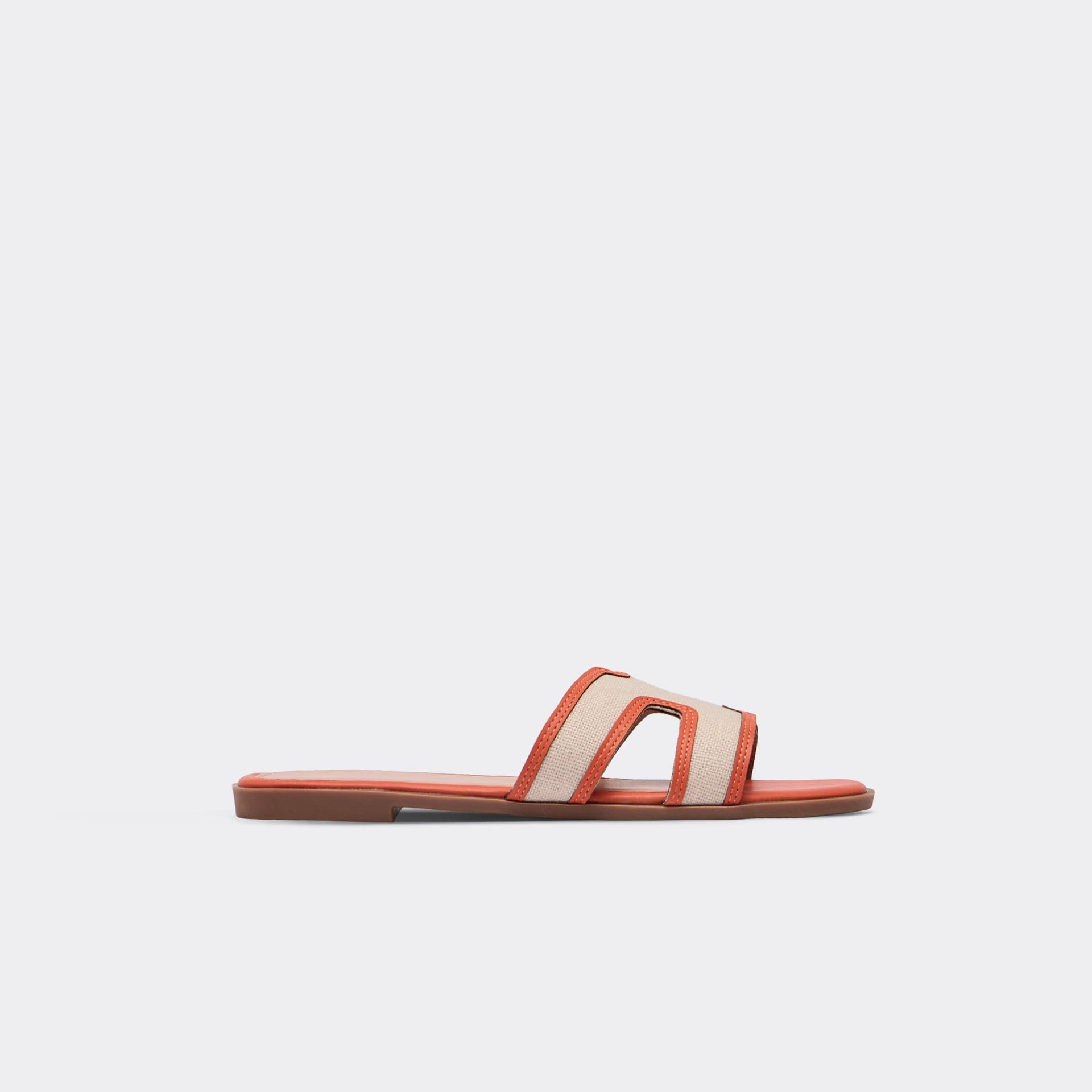 EGO EGO Orange Faux Leather Cut Out Flat Slider Sandal