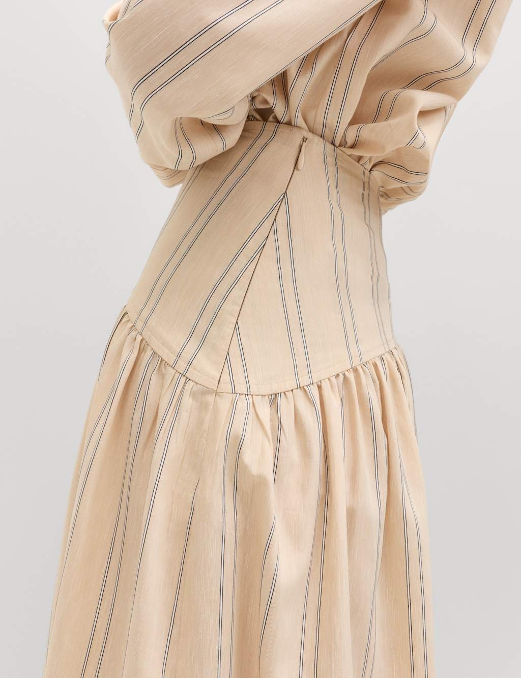 Marks & Spencer M&S Striped Midaxi Circle Skirt With Cotton Natural Mix - 3