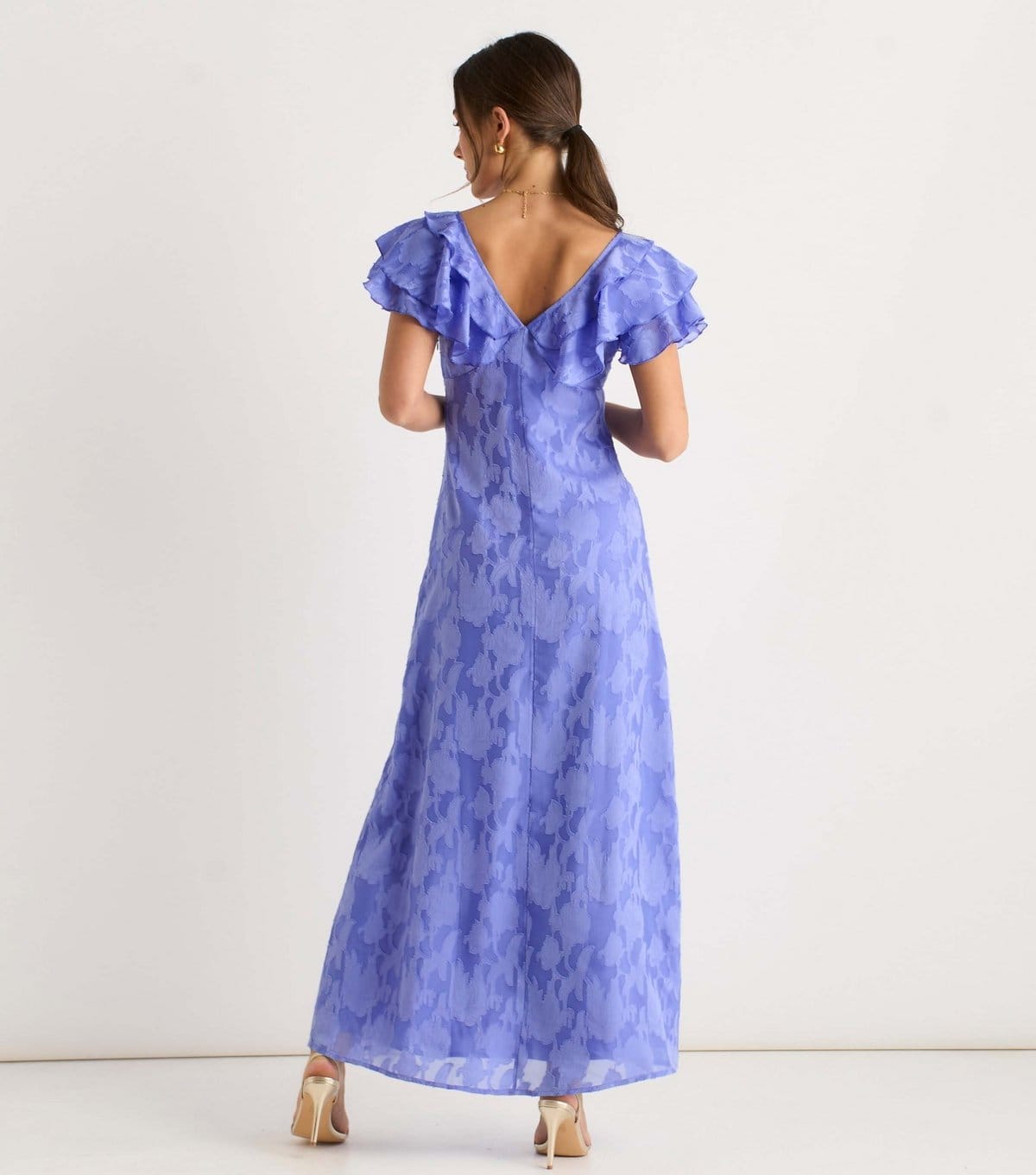 Gini London Women's Purple Satin Jacquard Maxi Dress Gini London New Look - 4