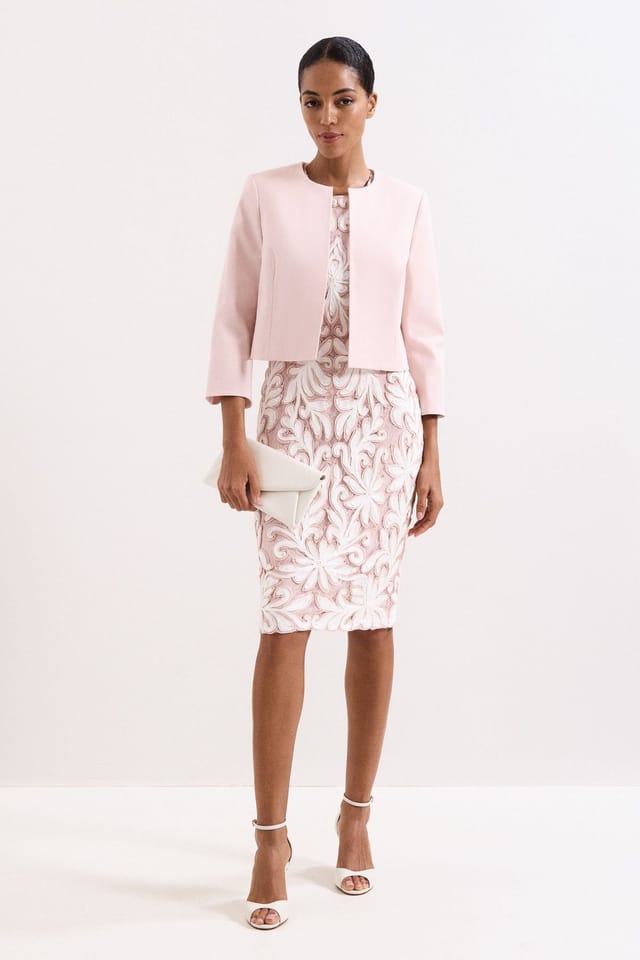 Phase Eight Phase Eight Women's Cropped Round Neck Jacket in Baby Pink - 3