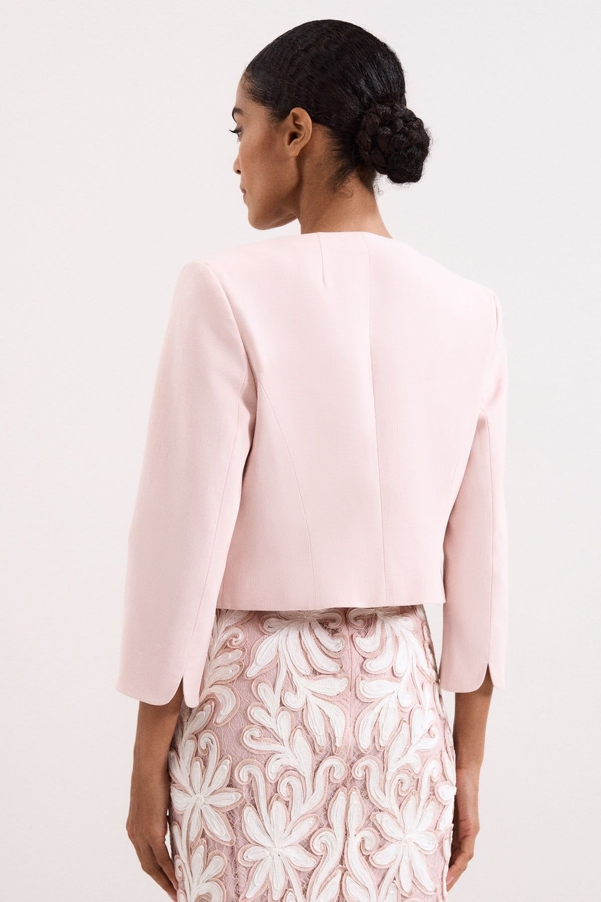 Phase Eight Phase Eight Women's Cropped Round Neck Jacket in Baby Pink - 4