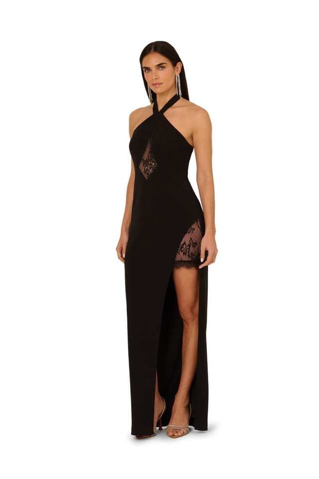 Adrianna by Adrianna Papell Adrianna by Adrianna Papell Women's Knit Crepe Long Dress in Black - 2