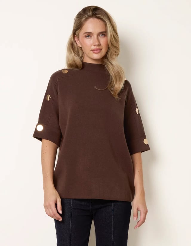 Blue Vanilla Short Sleeve Button Detail Jumper - 3