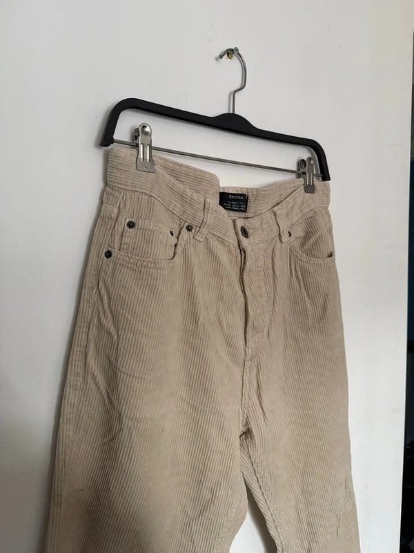 Bershka Beige Corduroy Trousers