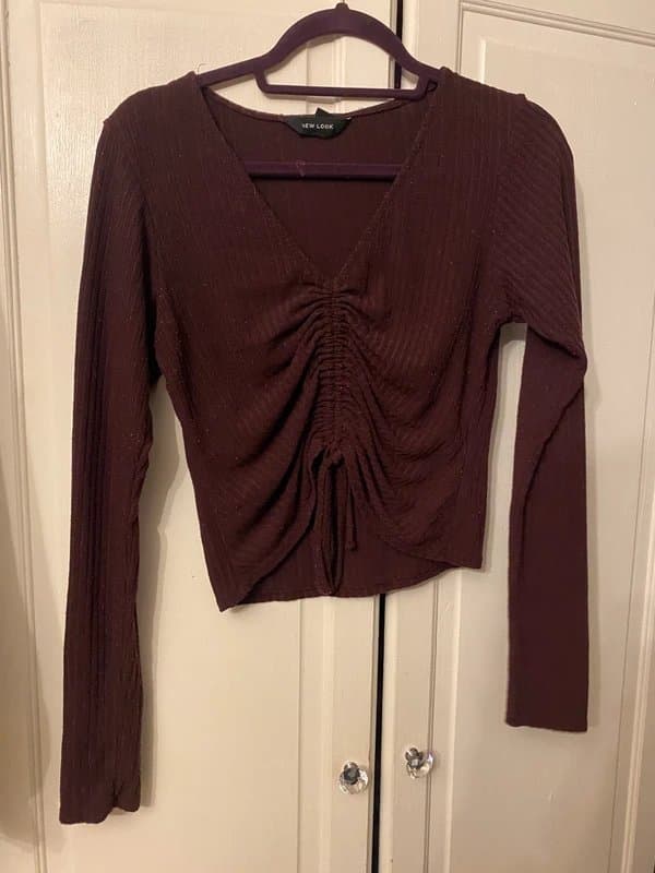 New Look New look ruched front purple crop top, Ladies size 14
