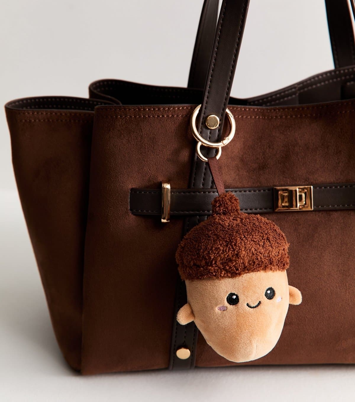New Look Dark Brown Acorn Plush Bag Charm New Look