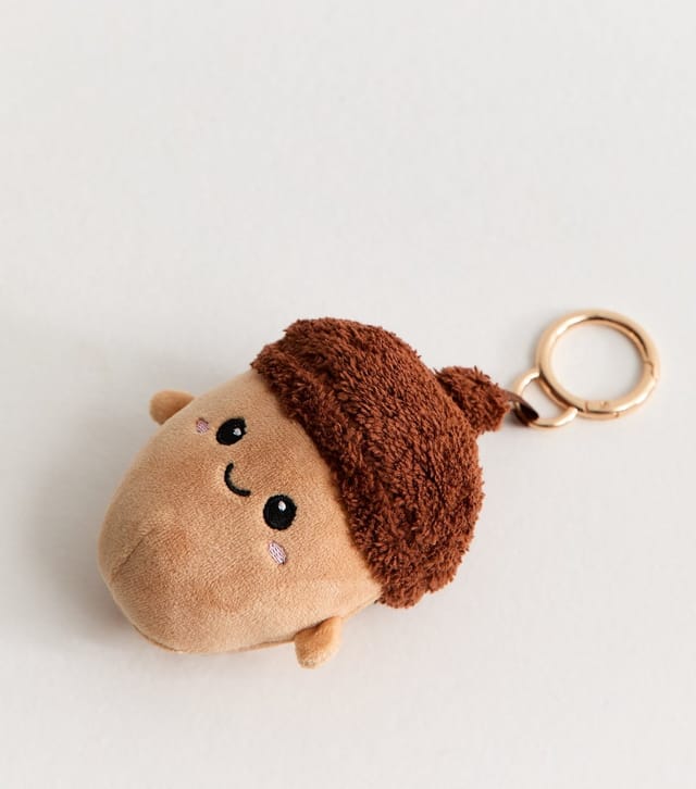 New Look Dark Brown Acorn Plush Bag Charm New Look - 3