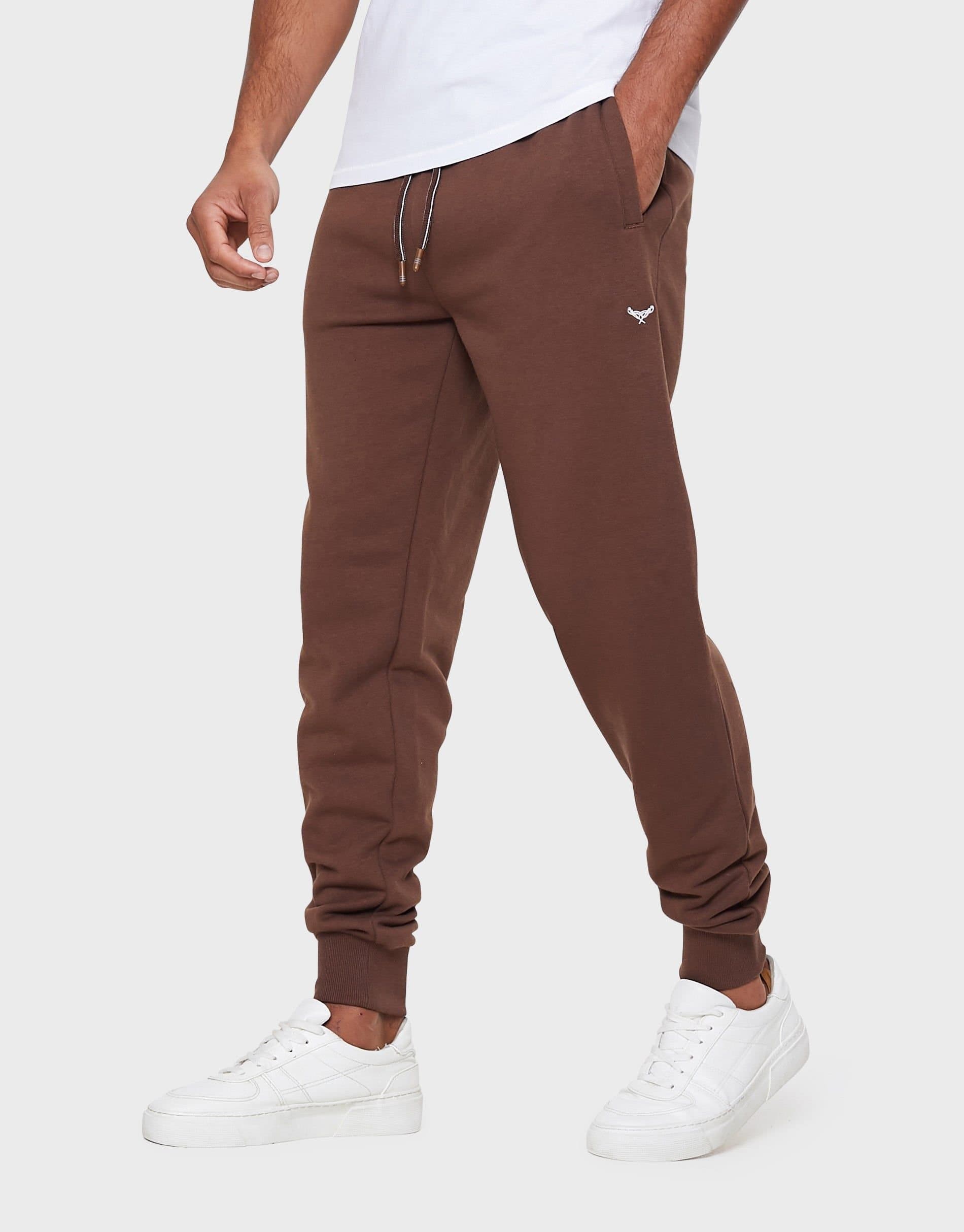 Threadbare threadbare Men's Cotton Blend 'Trifoliate' Joggers in Brown