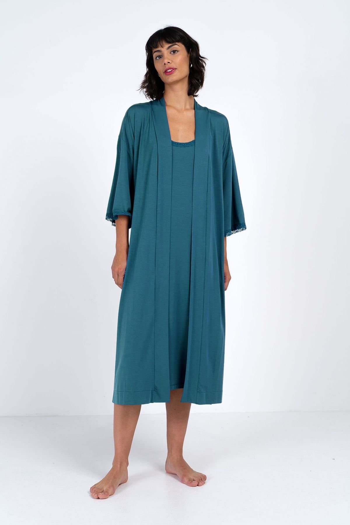 Kettlewell Kettlewell Women's Luna Dressing Gown in Turquoise