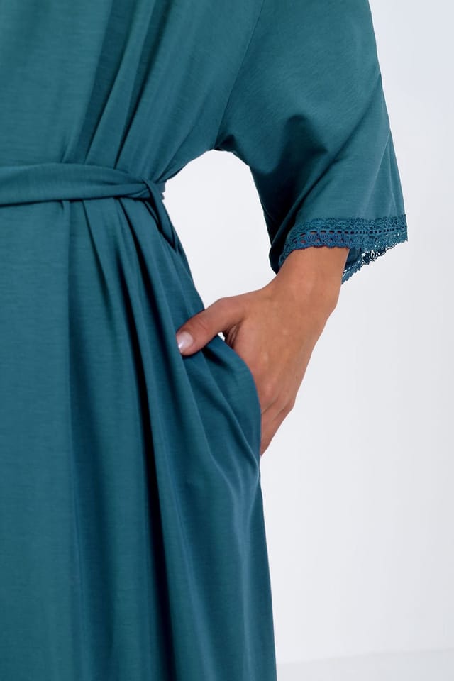 Kettlewell Kettlewell Women's Luna Dressing Gown in Turquoise - 3