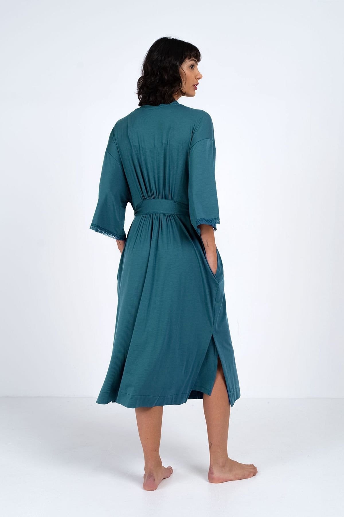 Kettlewell Kettlewell Women's Luna Dressing Gown in Turquoise - 4