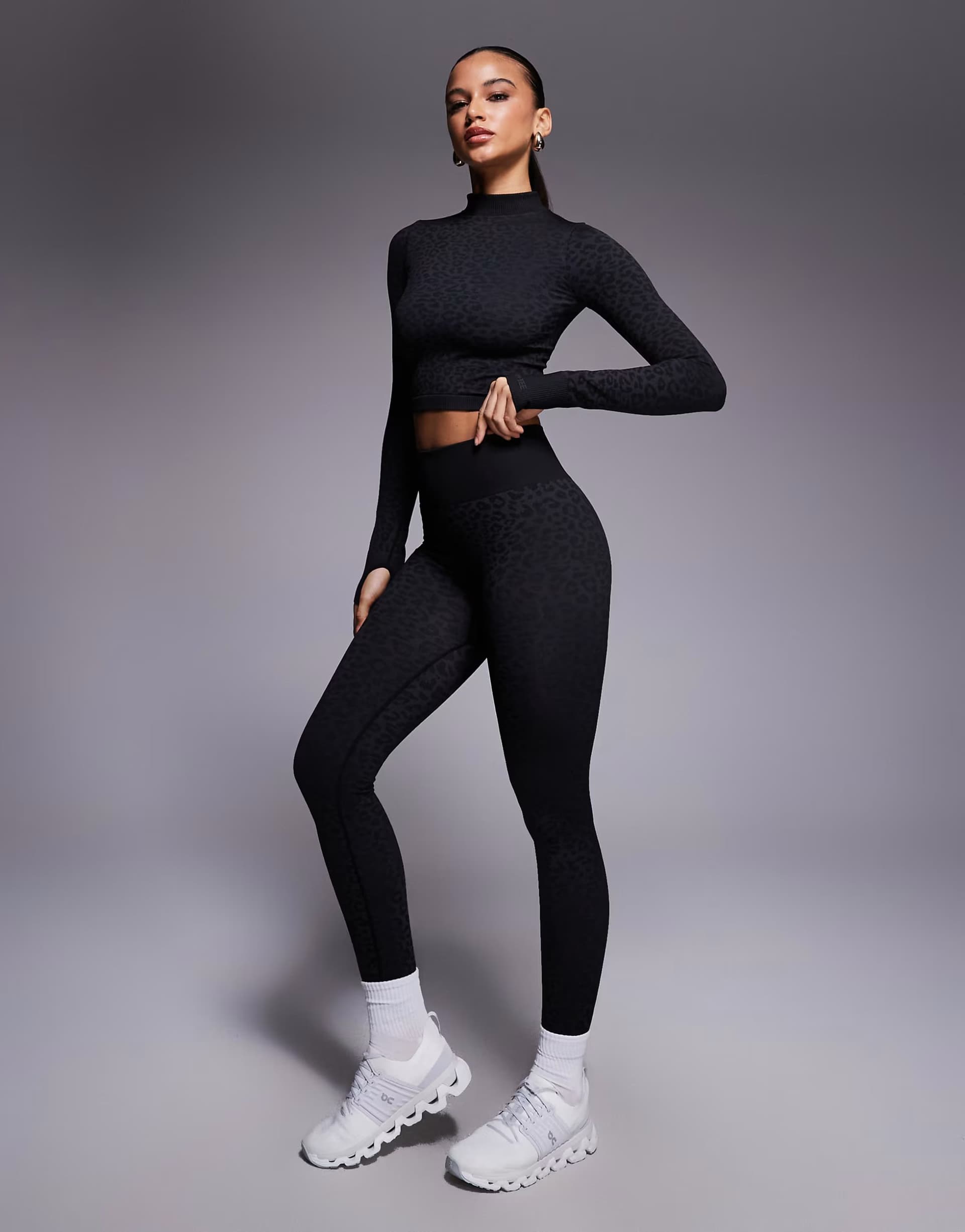 ASOS Bo+Tee thermal seamless high waisted leggings in black leopard