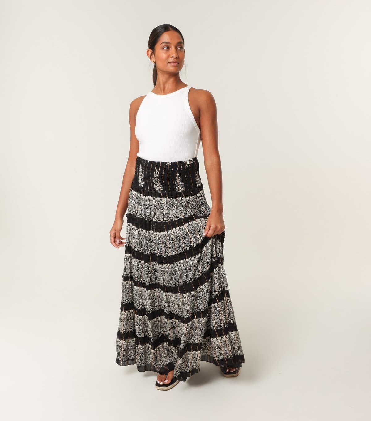 Blue Vanilla Women's Black Paisley Print Maxi Skirt Blue Vanilla New Look