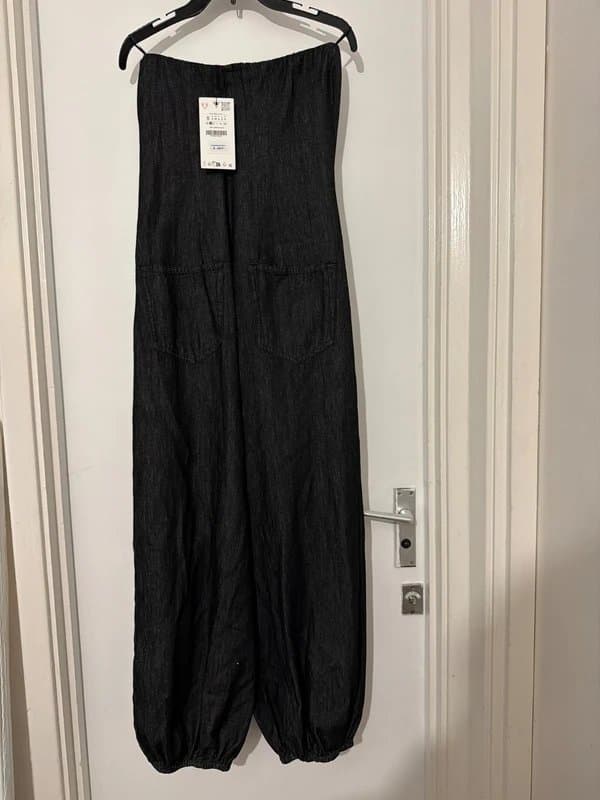 Zara Zara light denim bustier jumpsuit size S