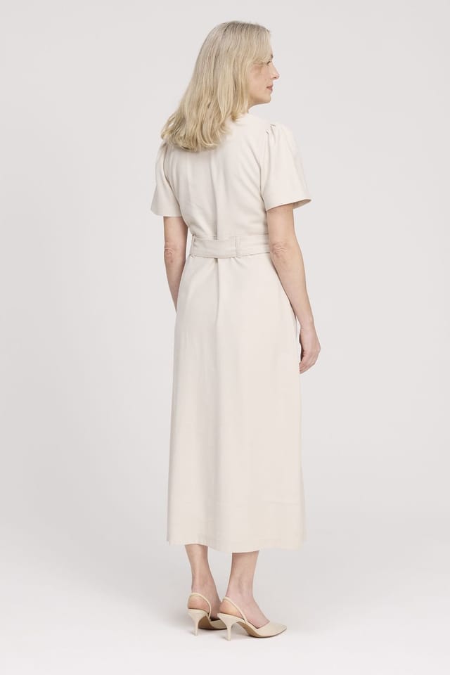 Finery London Finery London Women's Priscilla Button Through Midi Dress in Light Beige - 3