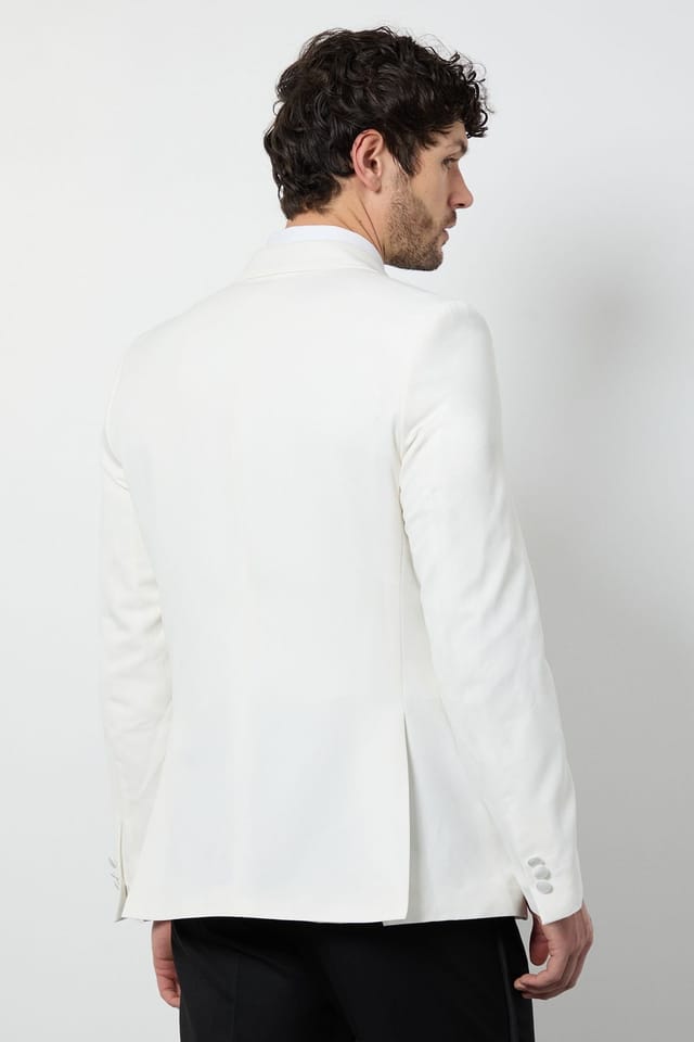 Burton Burton Men's White Double Breasted Tuxedo Jacket - 3
