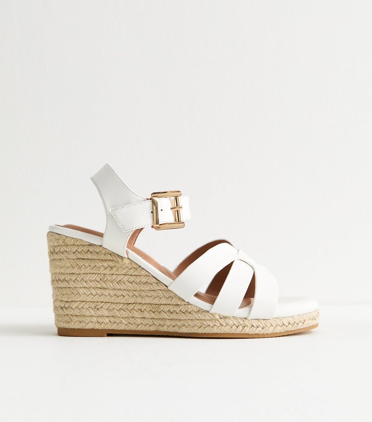 New Look New Look White Faux Leather Wedge Sandals