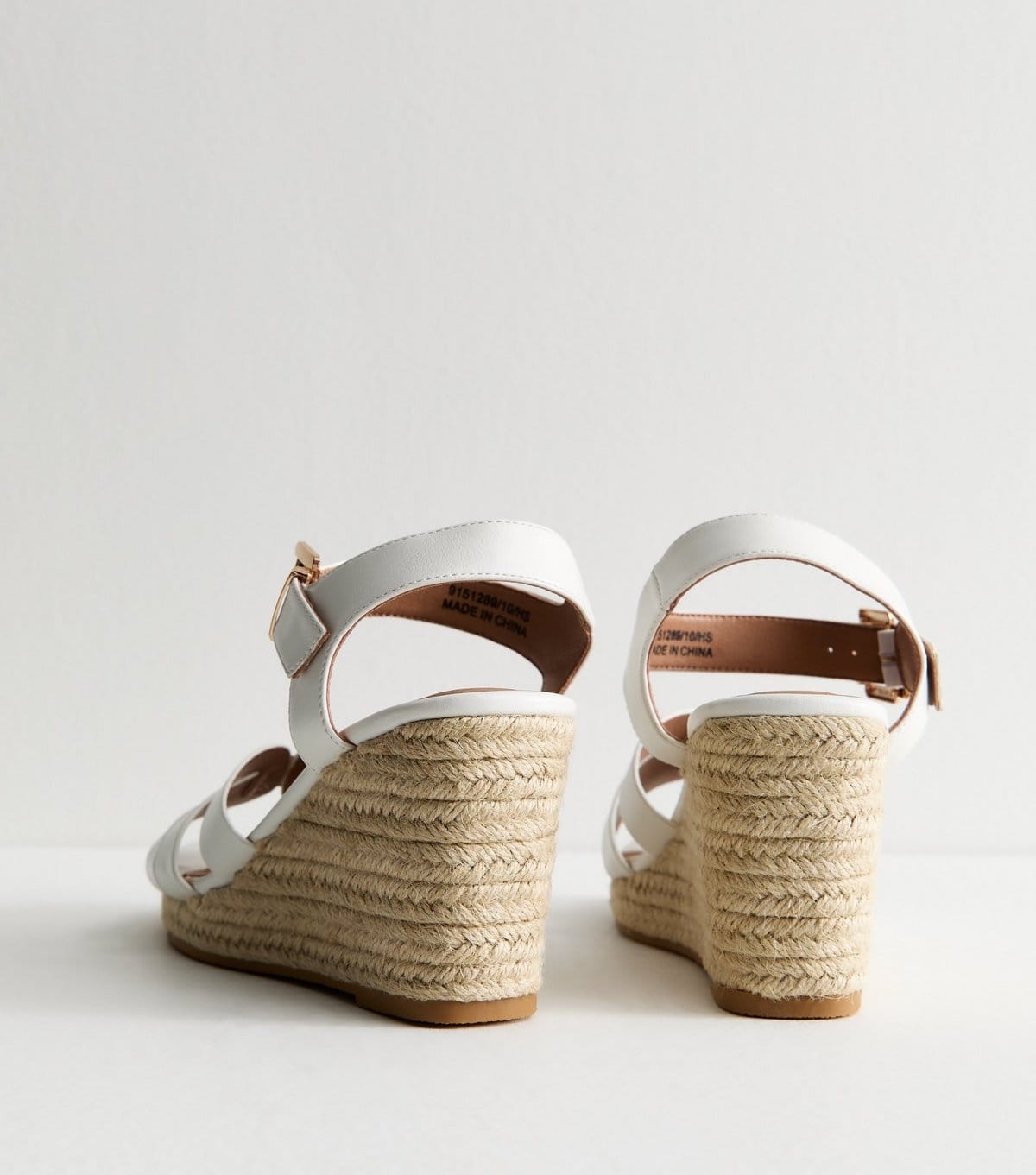 New Look Women's Wide Fit White Multi Strap Faux Leather Wedge Sandals Vegan New Look - 4