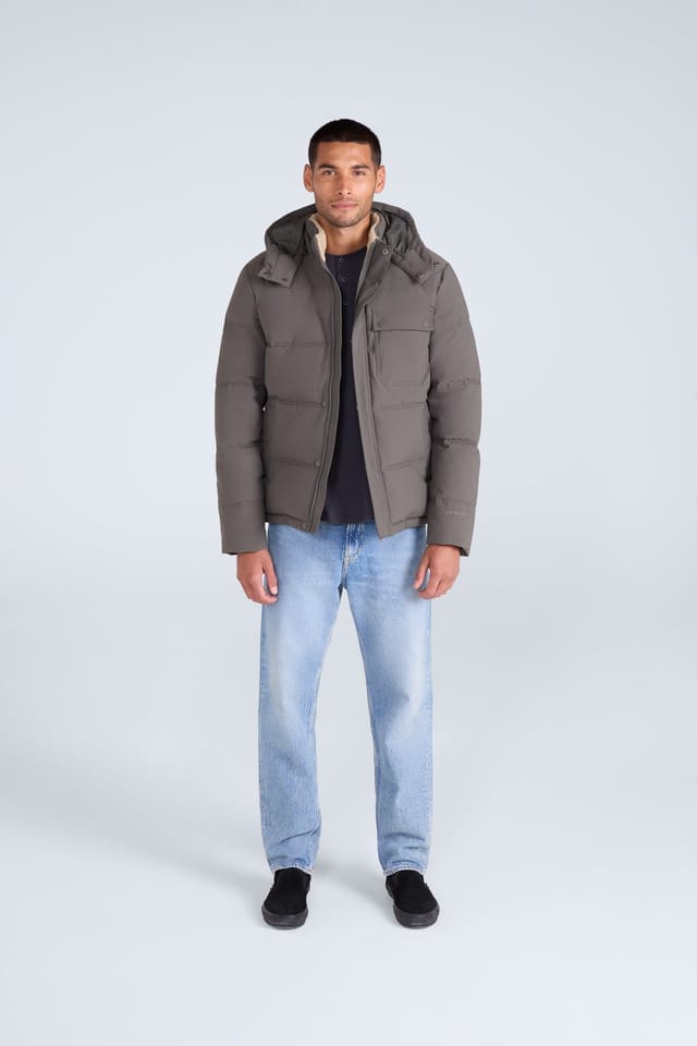 Animal Animal Men's 'Fistral' Water Resistant Windproof Padded Plush Borg Lined Jacket in Khaki - 3