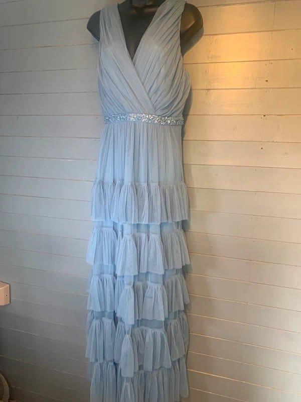 Monsoon Monsoon Tilly Blue Tiered Tulle Maxi Dress Size 16 - 1