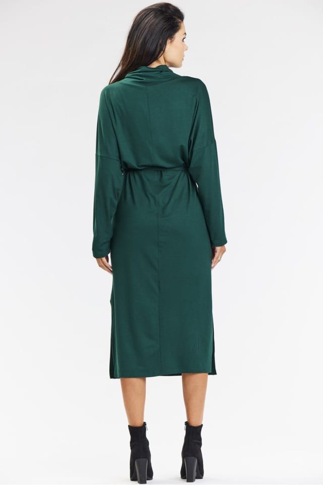 Love Lace Love Lace Women's Turtleneck Kimono Midi Viscose Dress in Green - 3