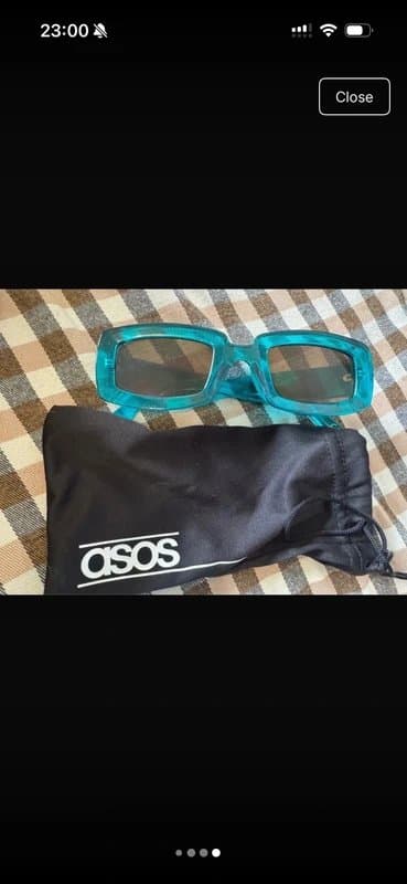ASOS Design turquoise aqua blue square jelly like sunglasses summer statement accessory