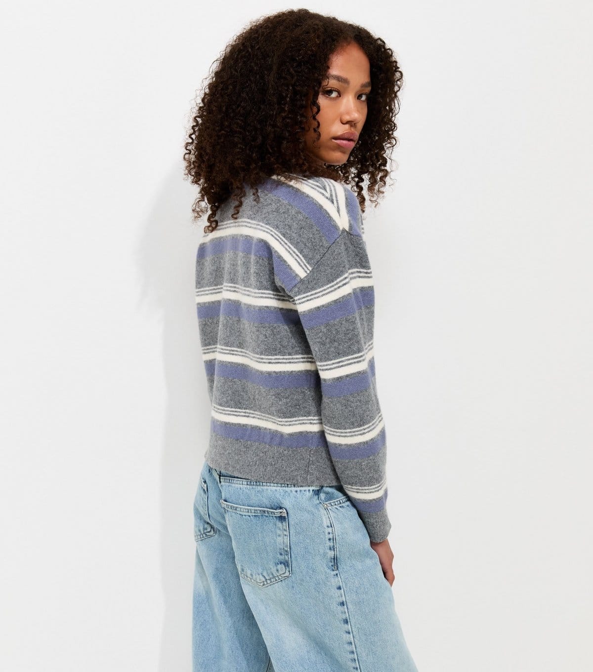New Look Women's Blue Knitted Stripe Cardigan New Look - 4