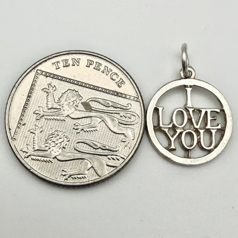 no brand Vintage 925 Sterling Silver I Love You Charm Pendant