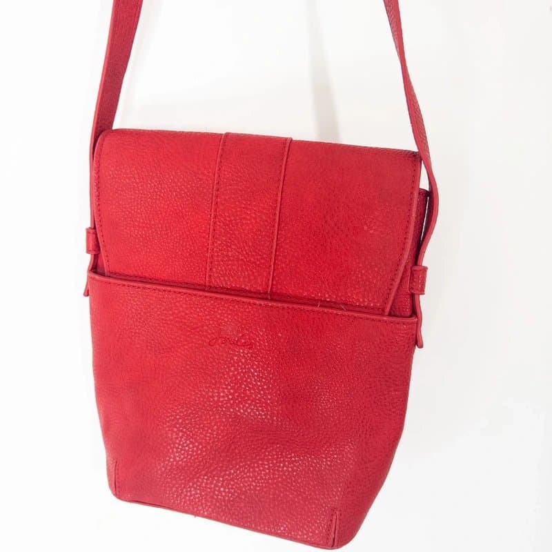Joules Joules Langton Leather Cross Body Bag Coral Red Pink Buckle Magnetic