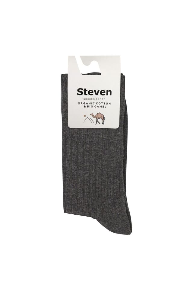 Steven Steven Men's Cotton Camel Wool Socks - Warm Breathable Comfort for Everyday Wear in Grey - 2