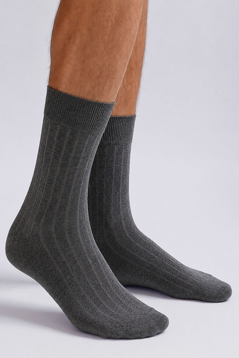 Steven Steven Men's Cotton Camel Wool Socks - Warm Breathable Comfort for Everyday Wear in Grey - 4