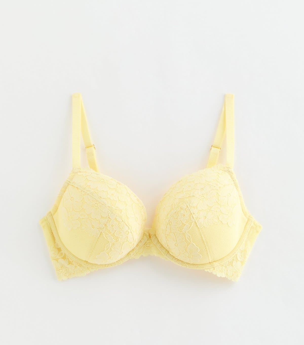 New Look Women's Light Yellow DD+Floral Lace Plunge Bra New Look