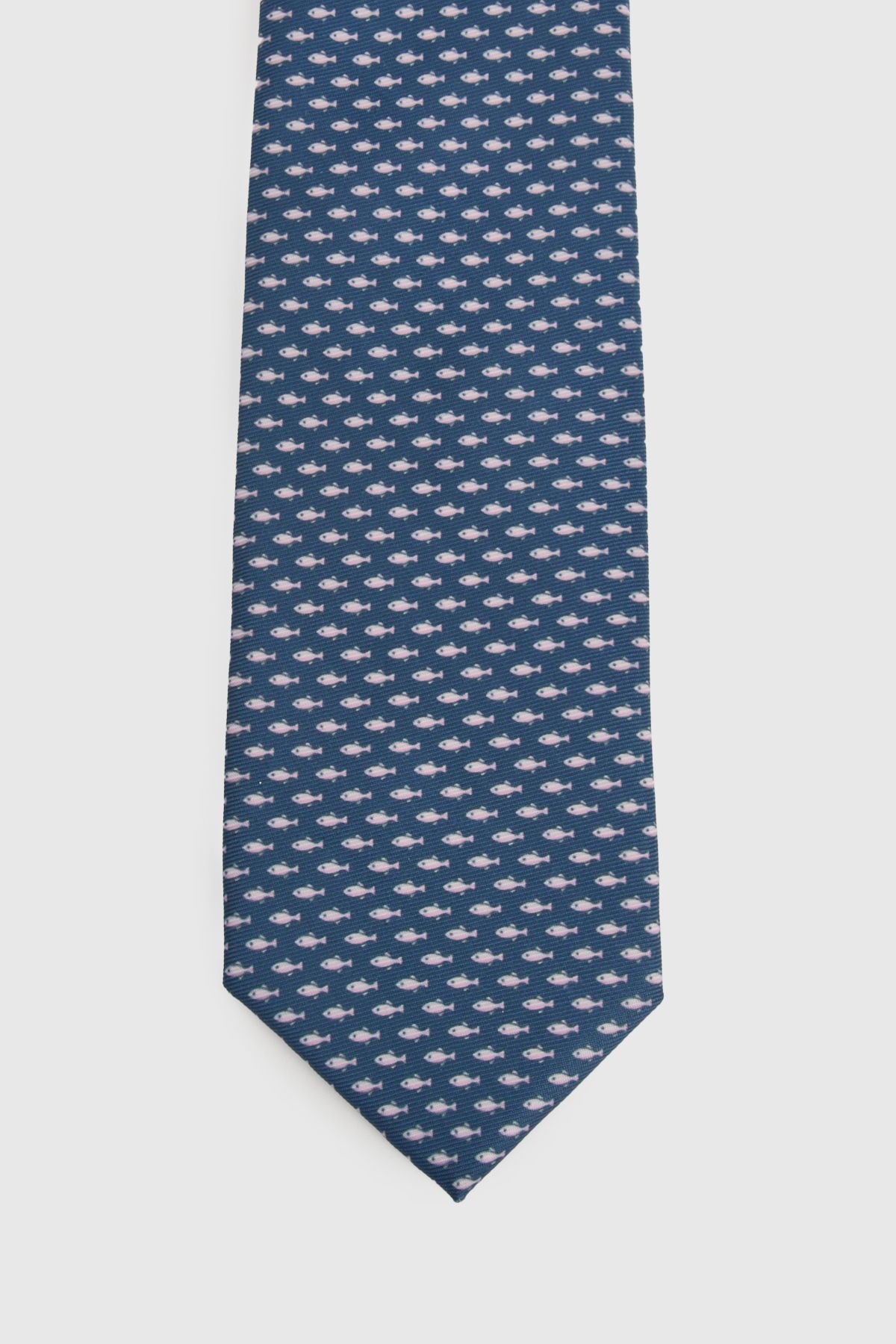 Burton Burton Men's Navy Fish Pattern Tie - 3