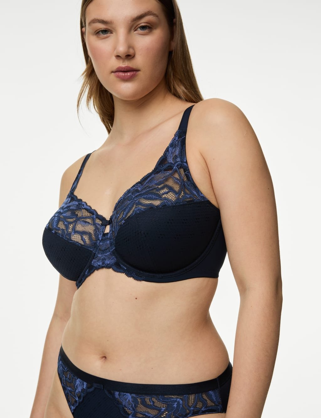 Marks & Spencer M&S Wild Blooms Wired Full Cup Bra F-H Navy - 2
