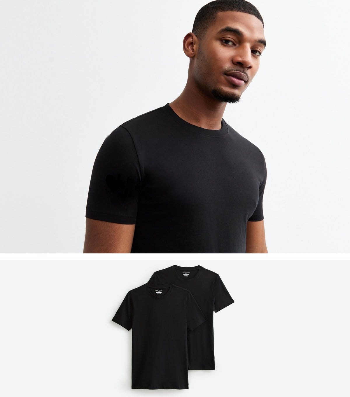 New Look Men's 2 Pack Black Muscle Fit T-Shirts