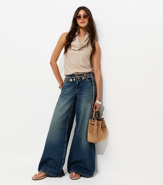 New Look Women's Stone Crinkle Texture Cowl Neck Halter Top New Look - 3